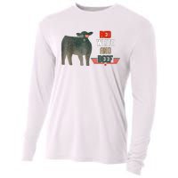 Red White And Beef Vintage Usa Flag 4th Of July Funny Cow Cooling Performance Long Sleeve Crew