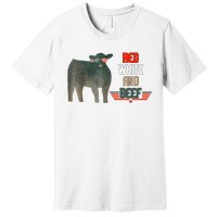 Red White And Beef Vintage Usa Flag 4th Of July Funny Cow Premium T-Shirt