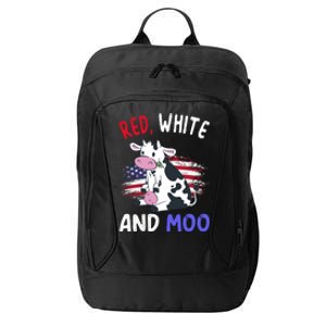 Red White And Moo Cow 4th Of July Patriotic Cool Gift City Backpack