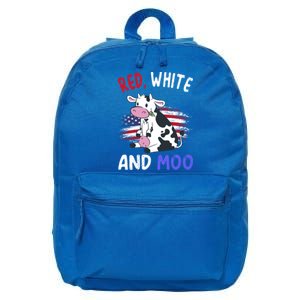 Red White And Moo Cow 4th Of July Patriotic Cool Gift 16 in Basic Backpack