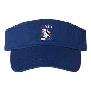 Red White And Moo Cow 4th Of July Patriotic Cool Gift Valucap Bio-Washed Visor