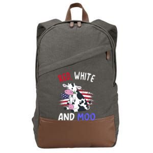 Red White And Moo Cow 4th Of July Patriotic Cool Gift Cotton Canvas Backpack