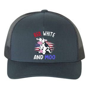 Red White And Moo Cow 4th Of July Patriotic Cool Gift Yupoong Adult 5-Panel Trucker Hat