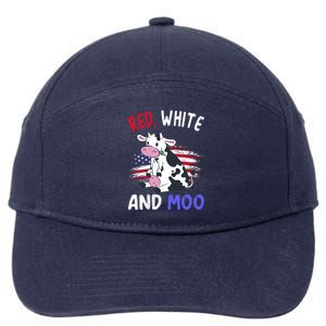 Red White And Moo Cow 4th Of July Patriotic Cool Gift 7-Panel Snapback Hat