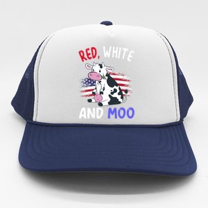 Red White And Moo Cow 4th Of July Patriotic Cool Gift Trucker Hat