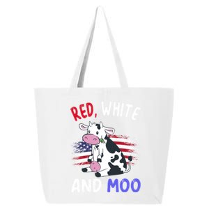 Red White And Moo Cow 4th Of July Patriotic Cool Gift 25L Jumbo Tote