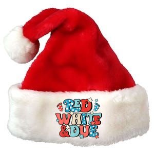 Red White And Due Pregnancy Announcement 4th Of July Groovy Premium Christmas Santa Hat