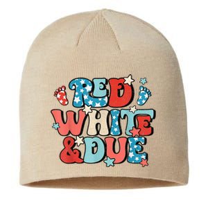 Red White And Due Pregnancy Announcement 4th Of July Groovy Sustainable Beanie