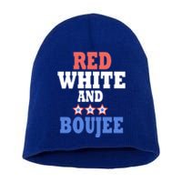 Red White And Boujee Funny 4th Of July Patriotic July Fourth Cool Gift Short Acrylic Beanie