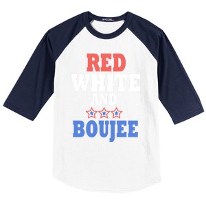 Red White And Boujee Funny 4th Of July Patriotic July Fourth Cool Gift Baseball Sleeve Shirt