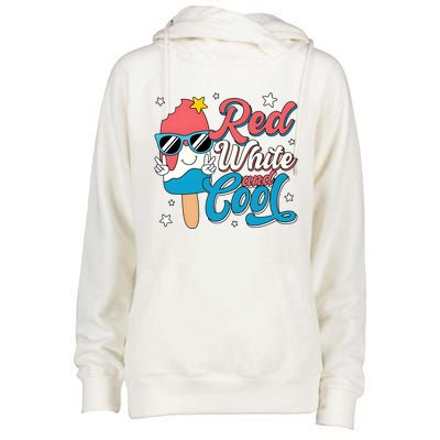 Red White And Cool 4th Of July Womens Funnel Neck Pullover Hood