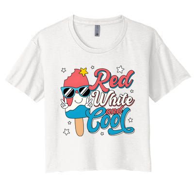 Red White And Cool 4th Of July Women's Crop Top Tee