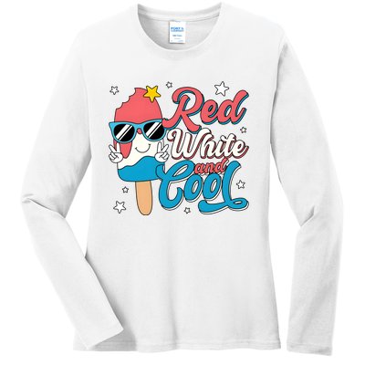 Red White And Cool 4th Of July Ladies Long Sleeve Shirt