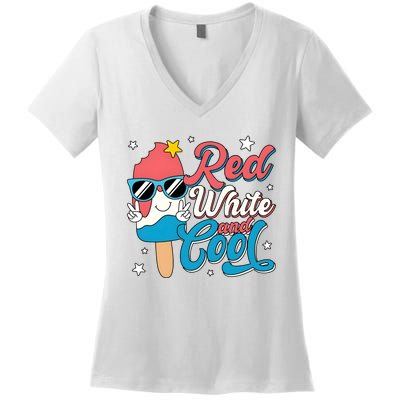 Red White And Cool 4th Of July Women's V-Neck T-Shirt