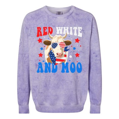 Red White And Moo Cow Gift Colorblast Crewneck Sweatshirt