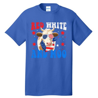 Red White And Moo Cow Gift Tall T-Shirt