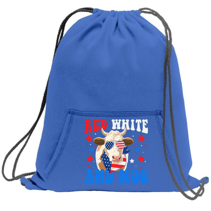 Red White And Moo Cow Gift Sweatshirt Cinch Pack Bag