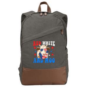 Red White And Moo Cow Gift Cotton Canvas Backpack