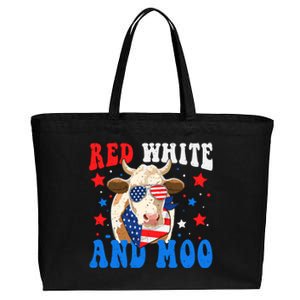 Red White And Moo Cow Gift Cotton Canvas Jumbo Tote