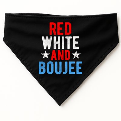 Red White And Boujee Funny 4th Of July Us Flag Gift Meaningful Gift USA-Made Doggie Bandana