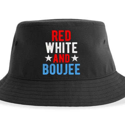 Red White And Boujee Funny 4th Of July Us Flag Gift Meaningful Gift Sustainable Bucket Hat