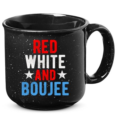 Red White And Boujee Funny 4th Of July Us Flag Gift Meaningful Gift 15oz Campfire Ceramic Mug
