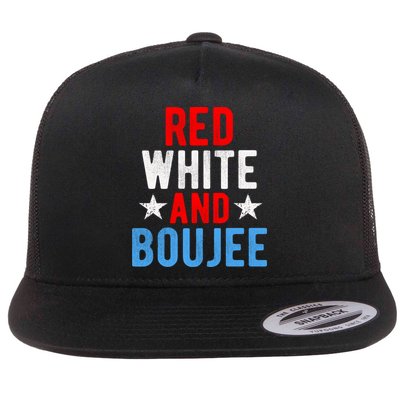 Red White And Boujee Funny 4th Of July Us Flag Gift Meaningful Gift Flatbill Hat