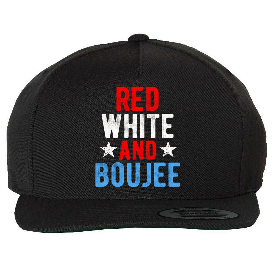 Red White And Boujee Funny 4th Of July Us Flag Gift Meaningful Gift Wool Snapback Cap