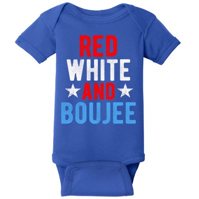 Red White And Boujee Funny 4th Of July Us Flag Gift Meaningful Gift Baby Bodysuit