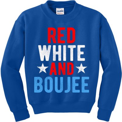 Red White And Boujee Funny 4th Of July Us Flag Gift Meaningful Gift Kids Sweatshirt