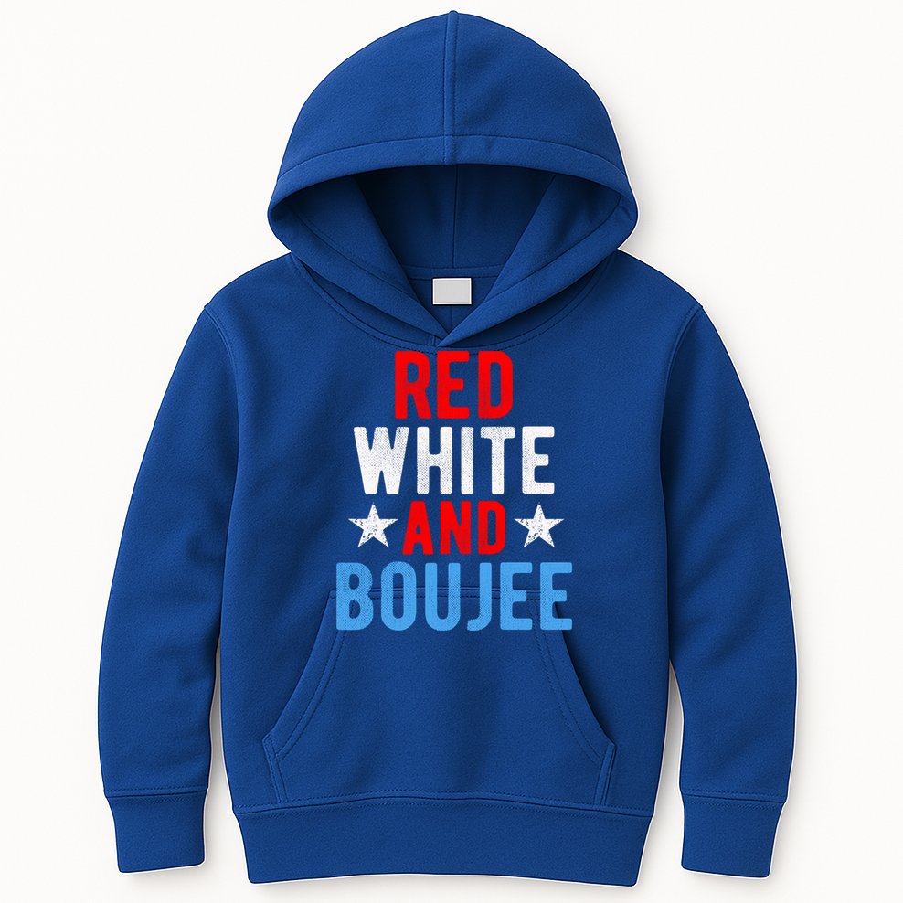 Red White And Boujee Funny 4th Of July Us Flag Gift Meaningful Gift Kids Hoodie