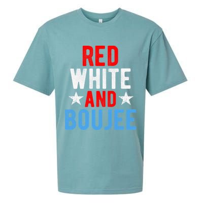 Red White And Boujee Funny 4th Of July Us Flag Gift Meaningful Gift Sueded Cloud Jersey T-Shirt