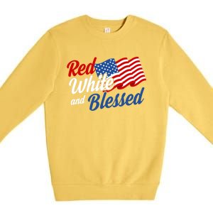 Red White And Blessed Funny 4th Of July Patriotic Gift Meaningful Gift Premium Crewneck Sweatshirt