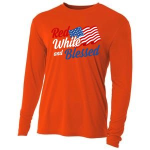 Red White And Blessed Funny 4th Of July Patriotic Gift Meaningful Gift Cooling Performance Long Sleeve Crew