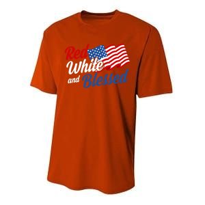 Red White And Blessed Funny 4th Of July Patriotic Gift Meaningful Gift Performance Sprint T-Shirt