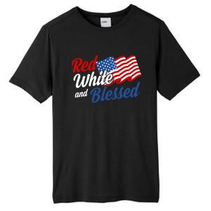 Red White And Blessed Funny 4th Of July Patriotic Gift Meaningful Gift Tall Fusion ChromaSoft Performance T-Shirt