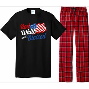 Red White And Blessed Funny 4th Of July Patriotic Gift Meaningful Gift Pajama Set