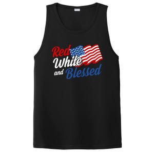 Red White And Blessed Funny 4th Of July Patriotic Gift Meaningful Gift PosiCharge Competitor Tank