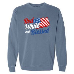 Red White And Blessed Funny 4th Of July Patriotic Gift Meaningful Gift Garment-Dyed Sweatshirt