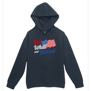 Red White And Blessed Funny 4th Of July Patriotic Gift Meaningful Gift Urban Pullover Hoodie