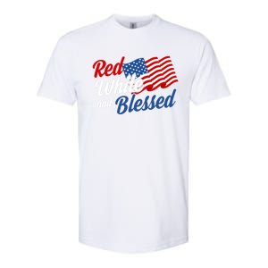 Red White And Blessed Funny 4th Of July Patriotic Gift Meaningful Gift Softstyle CVC T-Shirt