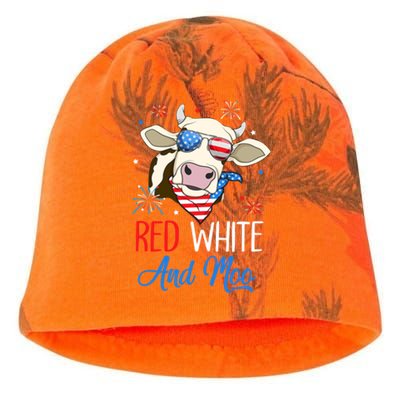 Red White And Moo Cow Usa Flag 4th Of July Cool Gift Kati - Camo Knit Beanie