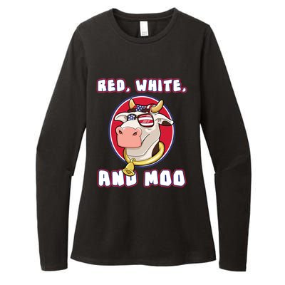 Red White And Moo July 4th Patriotic Cow Farmer Usa Pride Gift Womens CVC Long Sleeve Shirt