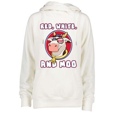 Red White And Moo July 4th Patriotic Cow Farmer Usa Pride Gift Womens Funnel Neck Pullover Hood