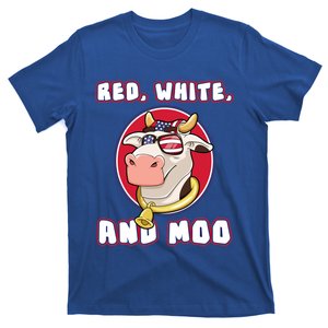 Red White And Moo July 4th Patriotic Cow Farmer Usa Pride Gift T-Shirt