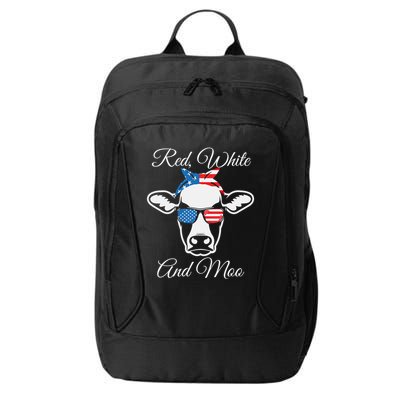 Red White And Moo American Flag Cow July 4th Meaningful Gift City Backpack