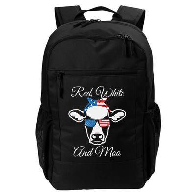 Red White And Moo American Flag Cow July 4th Meaningful Gift Backpack
