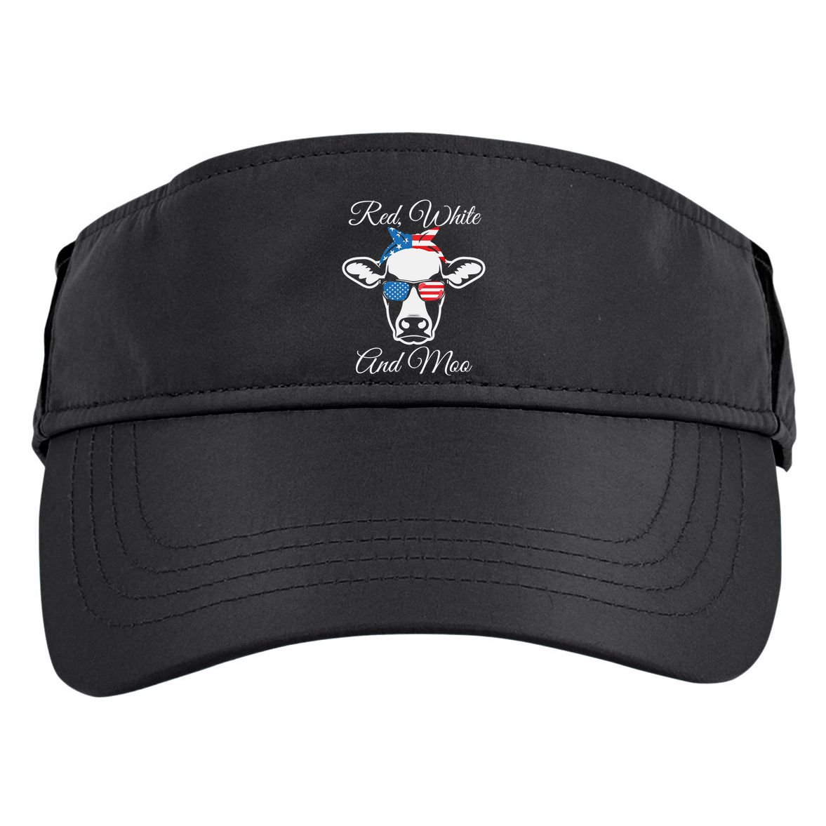 Red White And Moo American Flag Cow July 4th Meaningful Gift Adult Drive Performance Visor