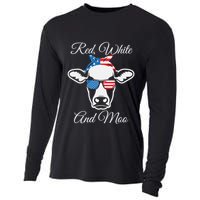 Red White And Moo American Flag Cow July 4th Meaningful Gift Cooling Performance Long Sleeve Crew