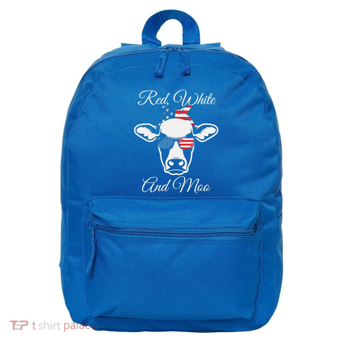 Red White And Moo American Flag Cow July 4th Meaningful Gift 16 in Basic Backpack